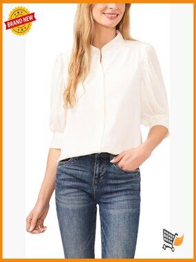 Hidden Placket Short Sleeve Blouse Women's Top Peasant Style Lightweight